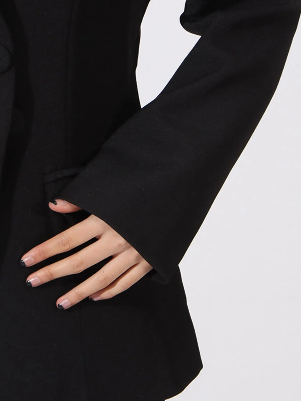Flower Button Front Long Sleeve Blazer