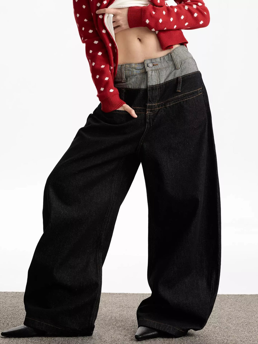 Men's Double Waist Wide Leg Jeans
