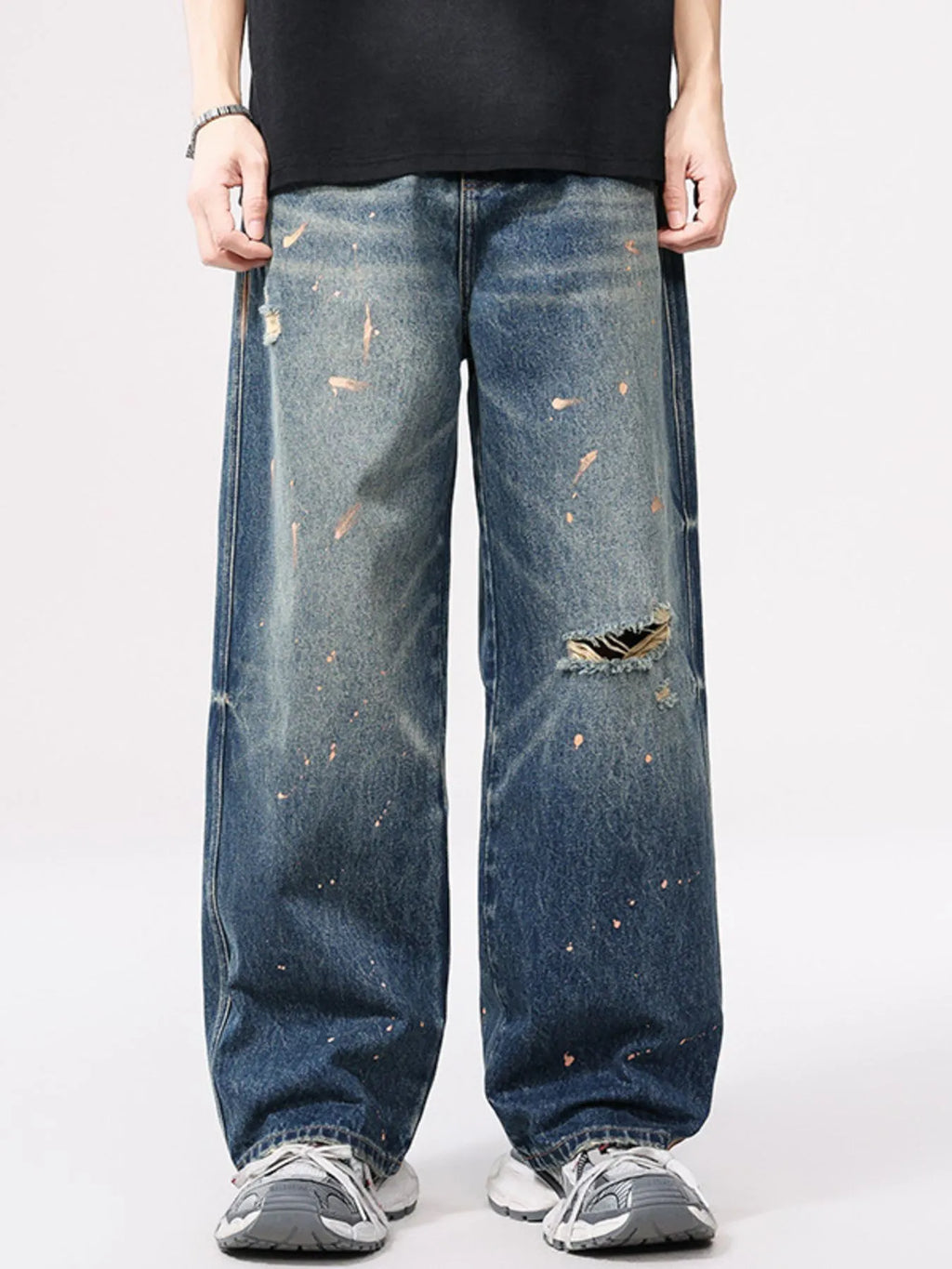 Men's Full Size Distressed Wide Leg Vintage Jeans Plus Size