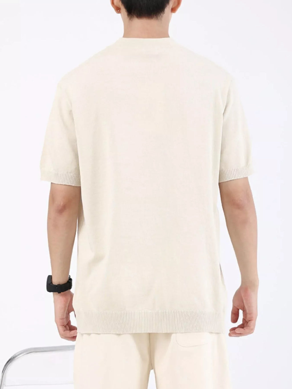 Men's Plus Size Mock Neck Knitted T-Shirt