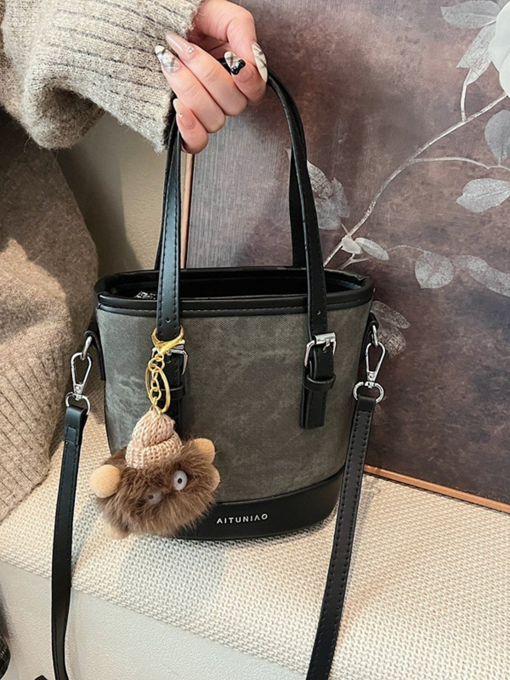 Two-Tone Bucket Crossbody Bag