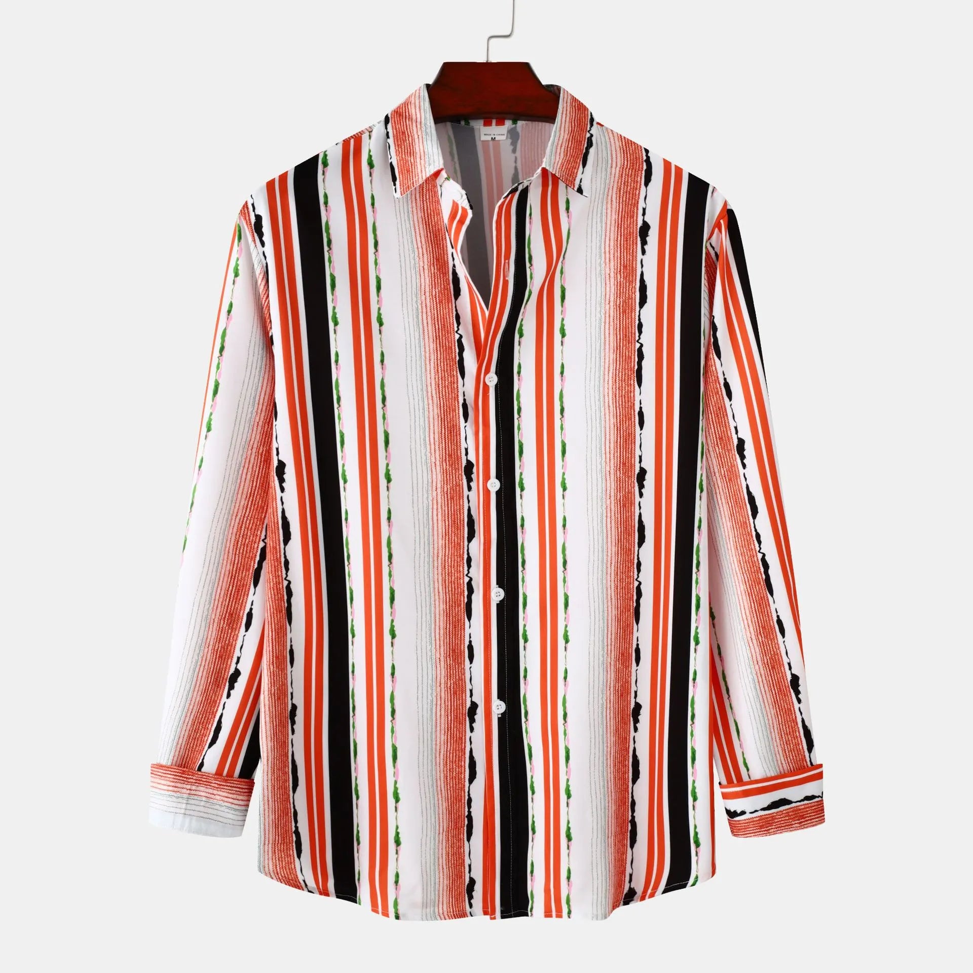 Men's Striped Long Sleeve Button-Up Shirt