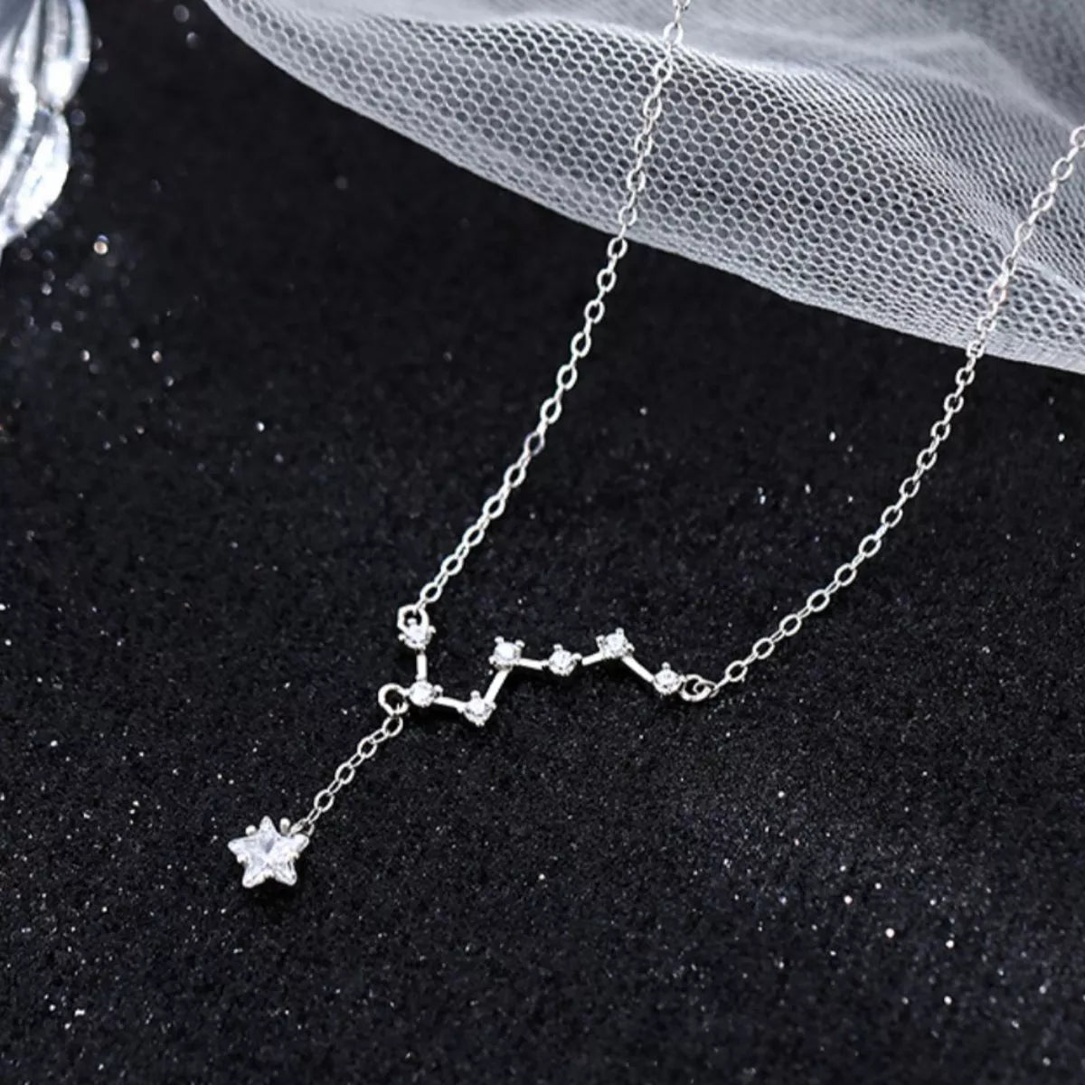 925 Sterling Silver Zircon Star Necklace