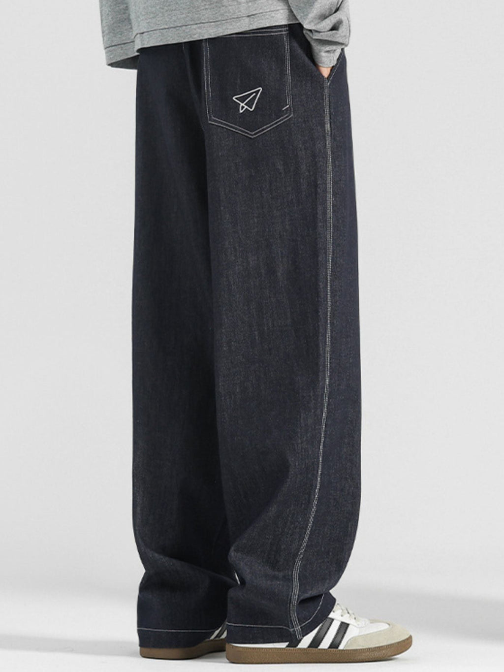 Men's Plus Size Wide Leg Drawstring Jeans
