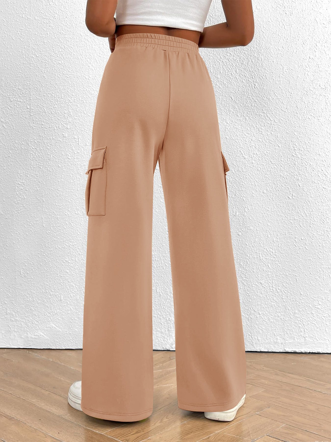 Casual High Waist Cargo Pants with Drawstring