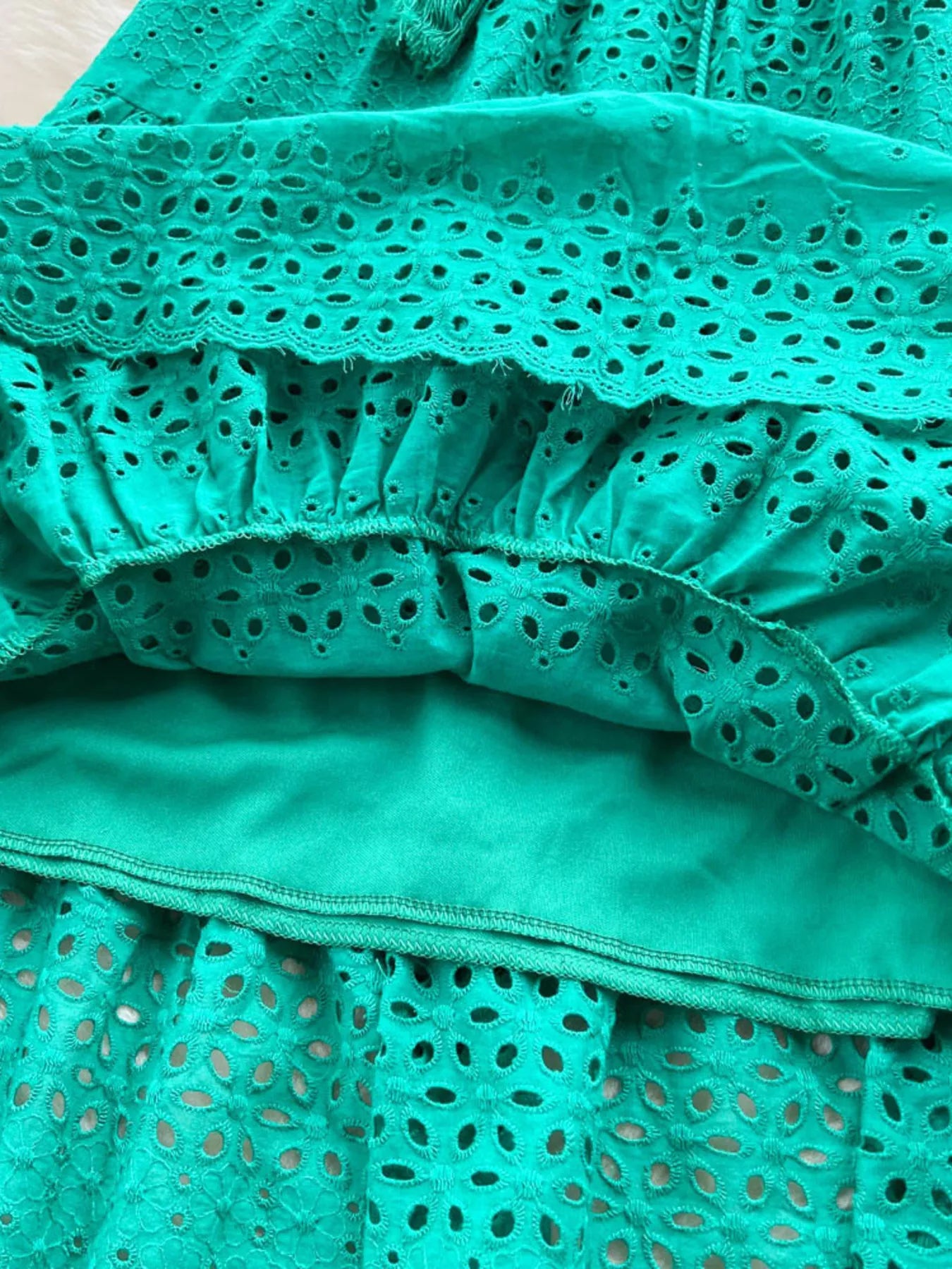 Eyelet Tiered Maxi Skirt