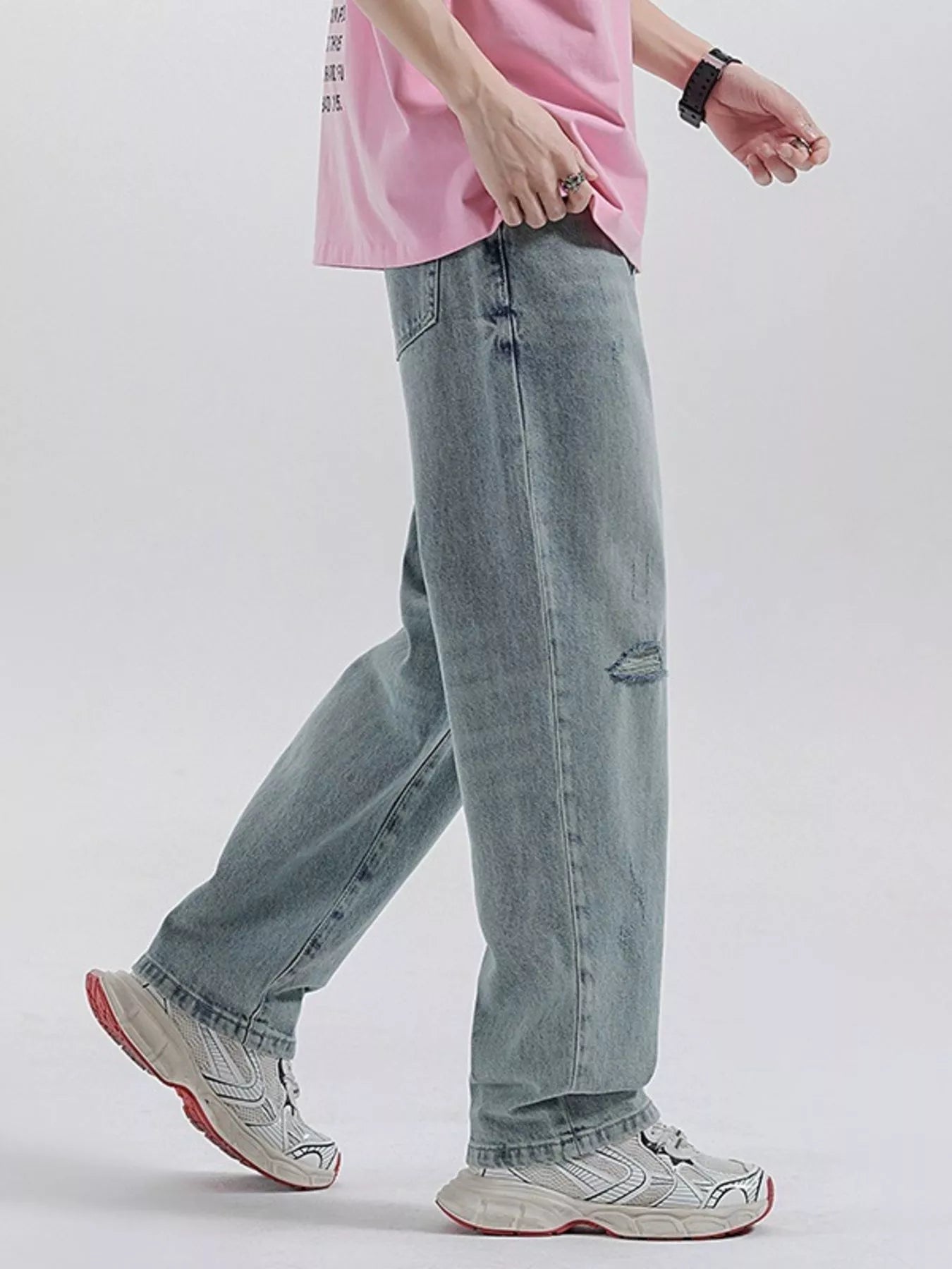 Men's Distressed Wide Leg Jeans