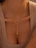 18K Gold-Plated Star Cross Pendant Necklace