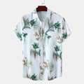 Men's Plus Size Printed Short Sleeve Button-Up Summer Shirt