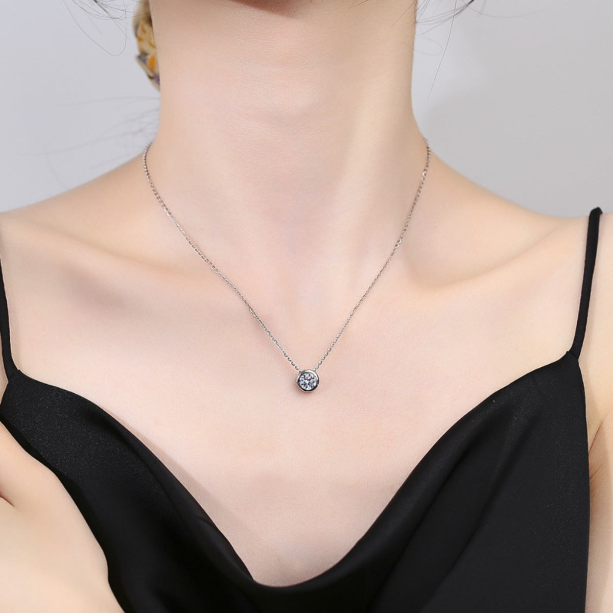 1 Carat Moissanite 925 Sterling Silver Pendant Necklace
