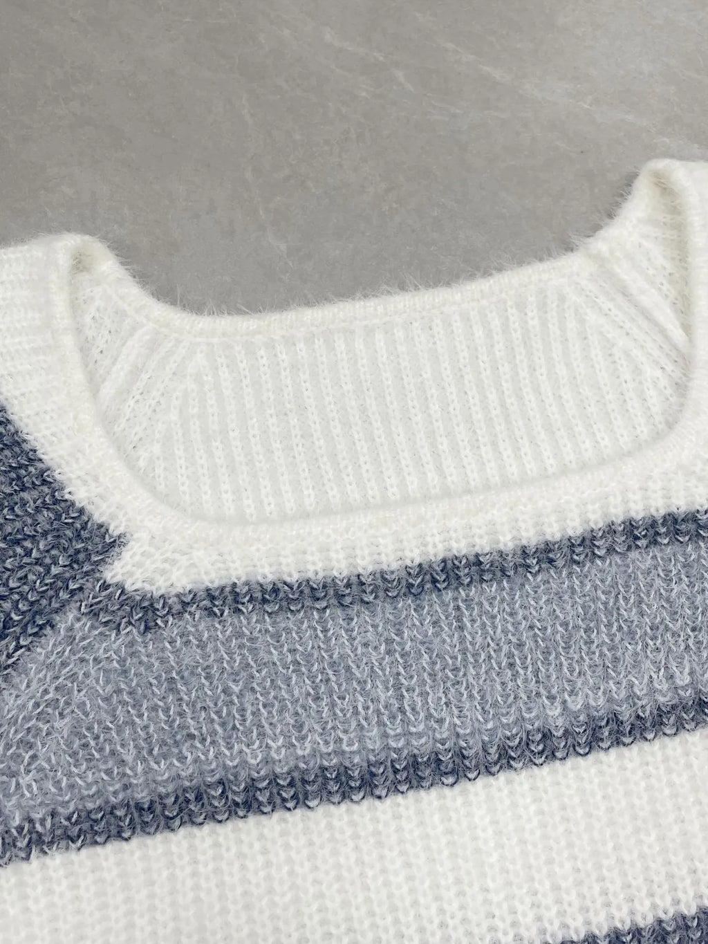 Striped Fuzzy Long Sleeve Sweater