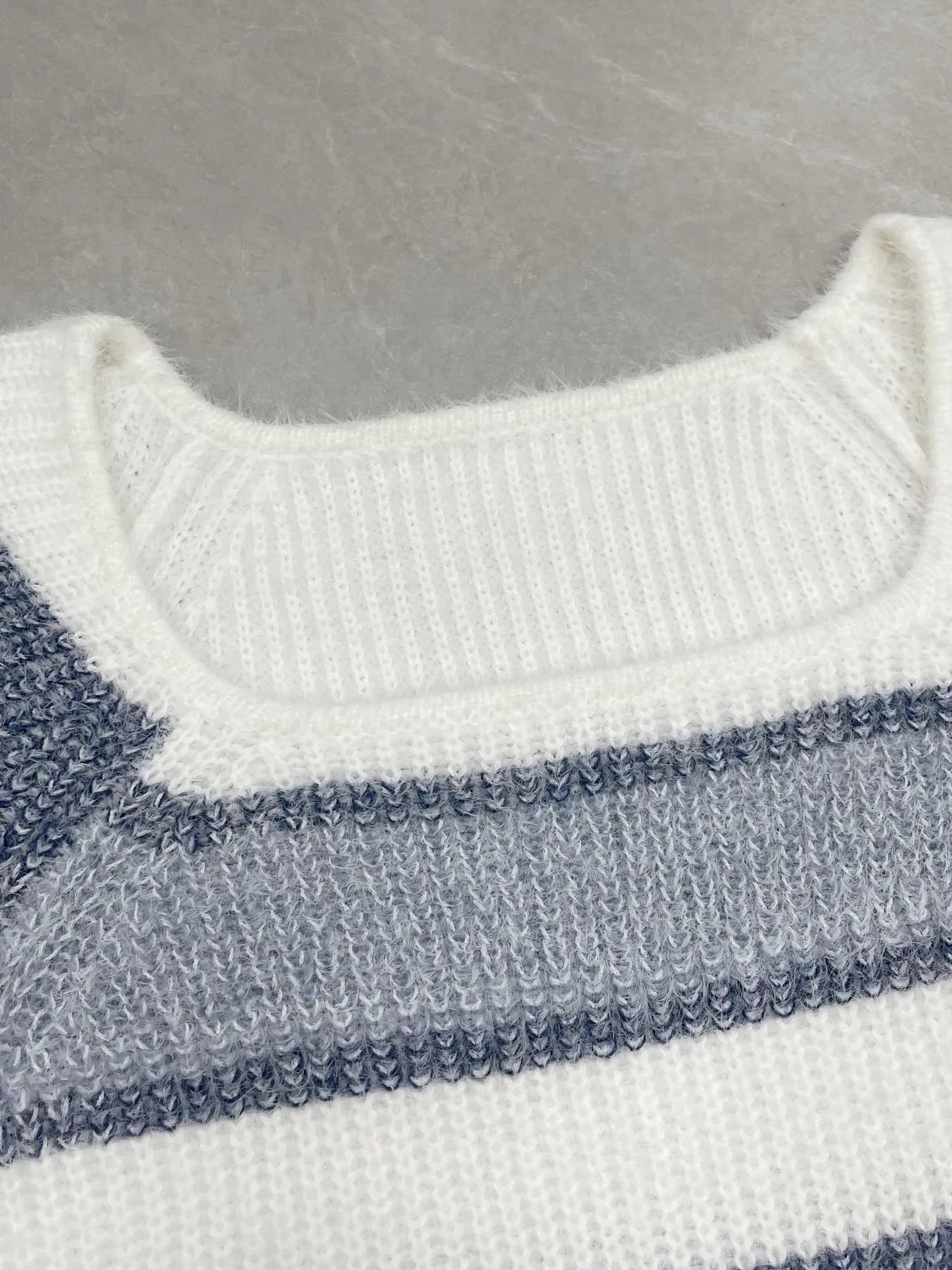 Striped Fuzzy Long Sleeve Sweater