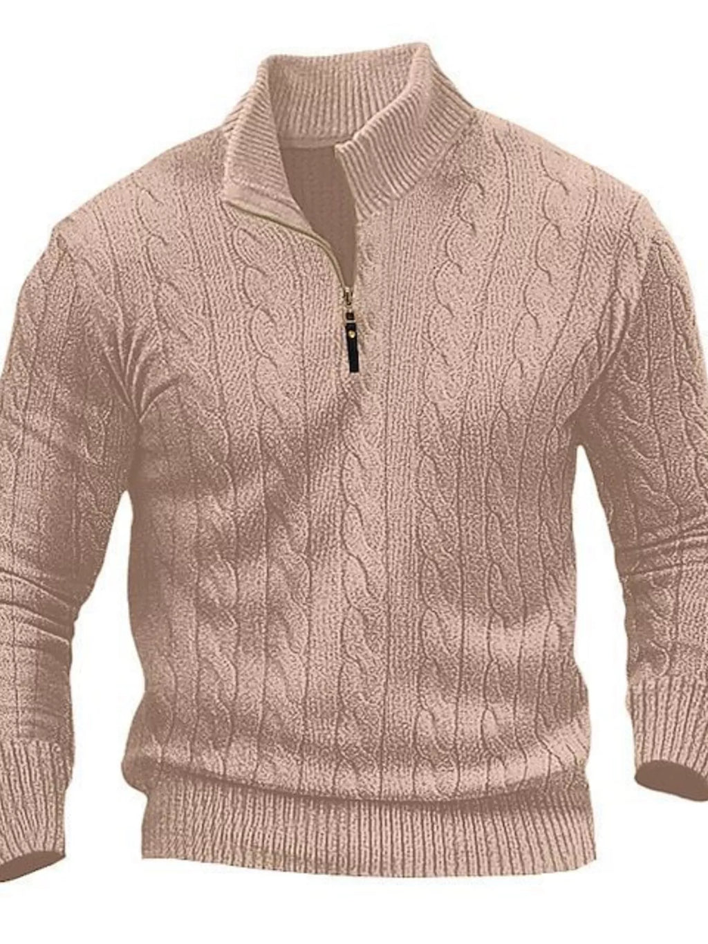Men's Full Size Cable Knit Half-Zip Sweater Plus Size