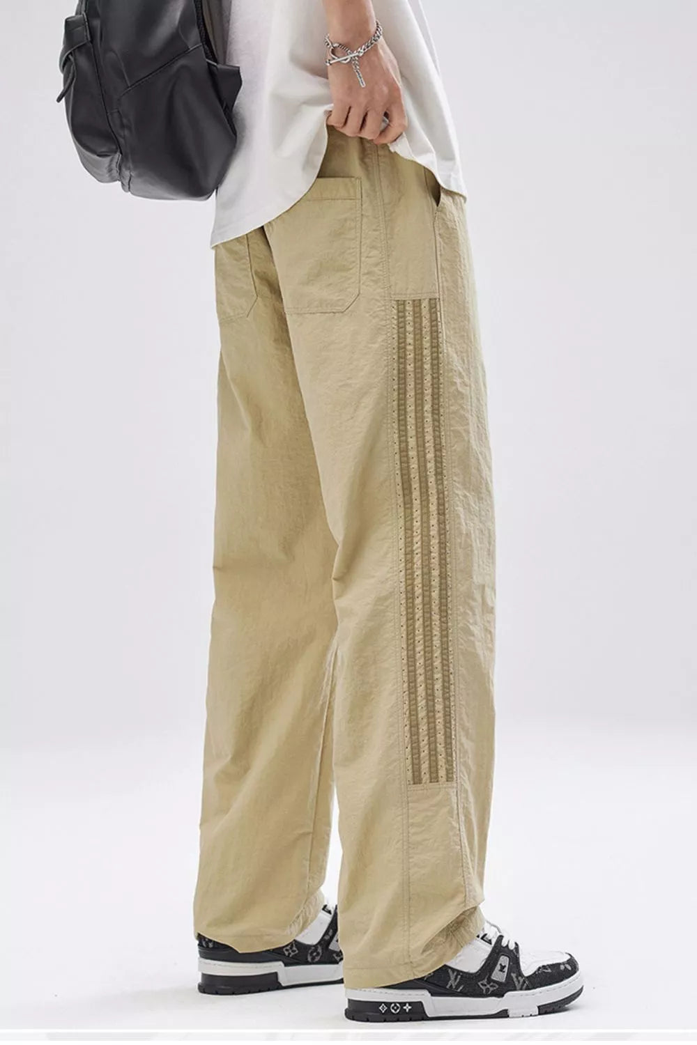 Men's Full Size Striped Casual Wide Leg Pants Plus Size