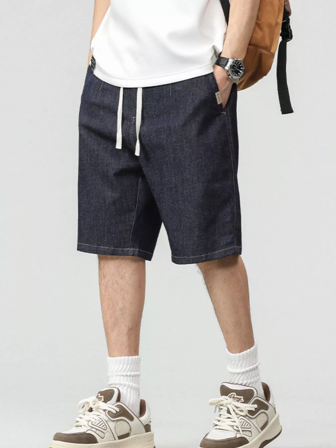 Men's Plus Size Drawstring Denim Shorts