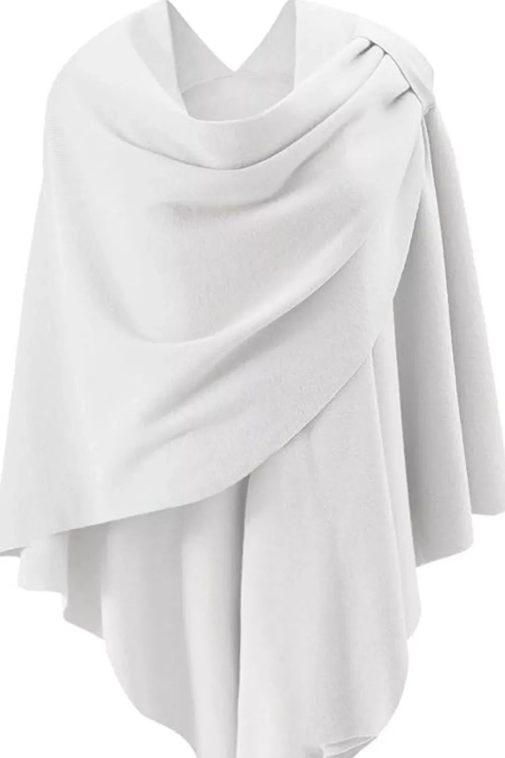 Draped Knitted Split Cape Shawl with Strap