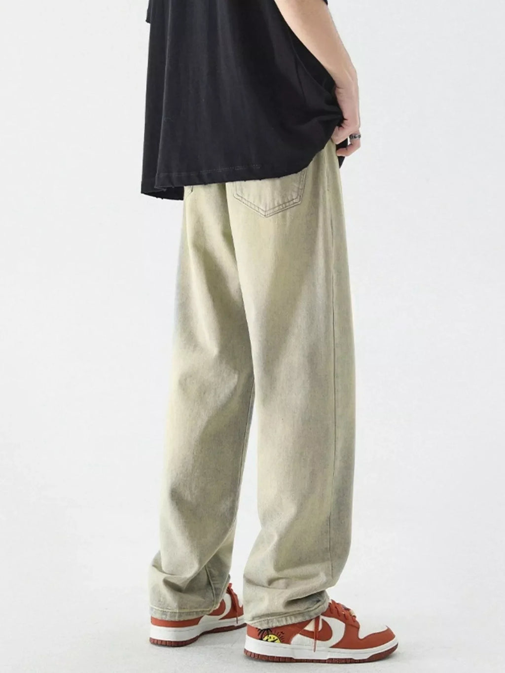 Men's Full Size Vintage Wash Wide Leg Jeans Plus Size
