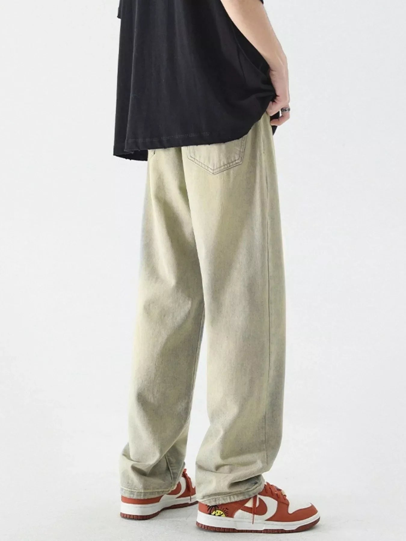 Men's Full Size Vintage Wash Wide Leg Jeans Plus Size