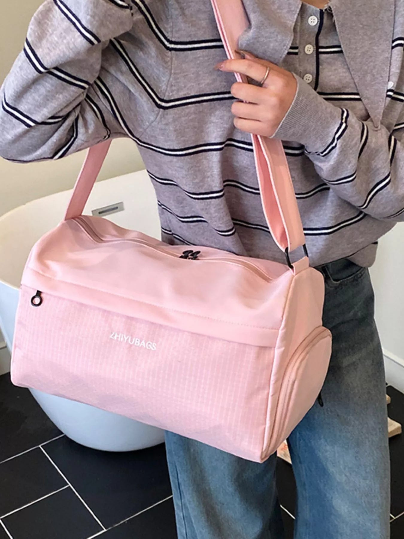 Plaid Oxford Cloth Travel Bag