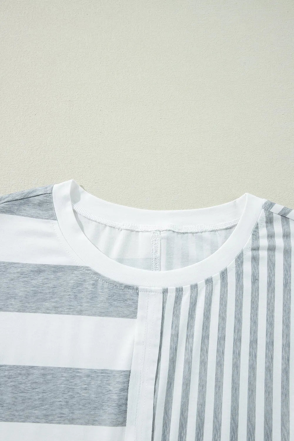 Stripe Mixed Short Sleeve Shift Mini Tee Dress