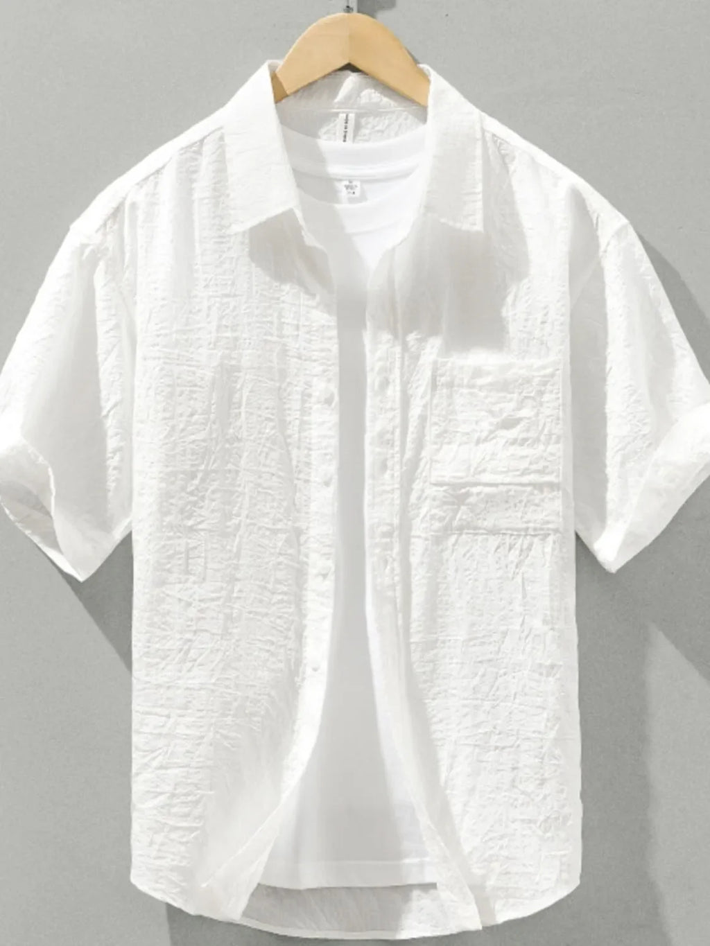 Men's Plus Size Textured Short Sleeve Casual Shirt