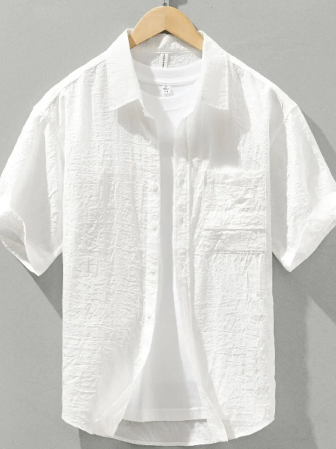 Men's Plus Size Textured Short Sleeve Casual Shirt