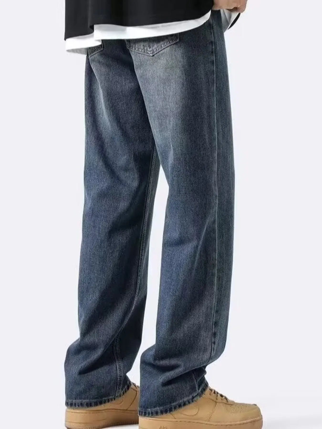 Men's Full Size Vintage Wash Loose Fit Jeans Plus Size
