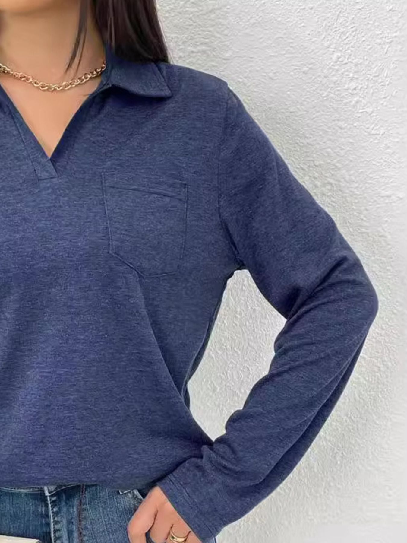 Collared Neck Long Sleeve T-Shirt