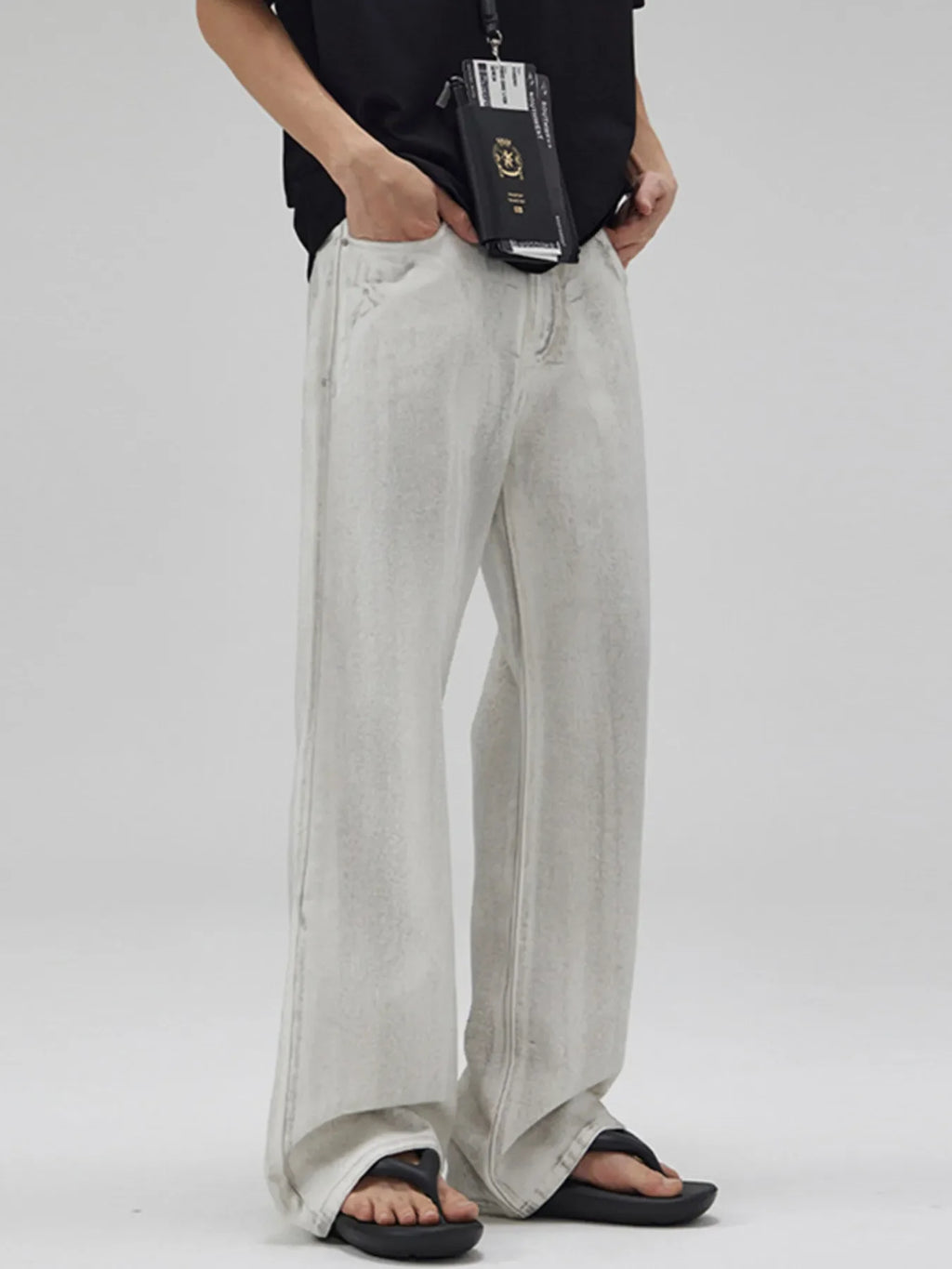 Men's Full Size Wash Wide Leg Jeans Plus Size