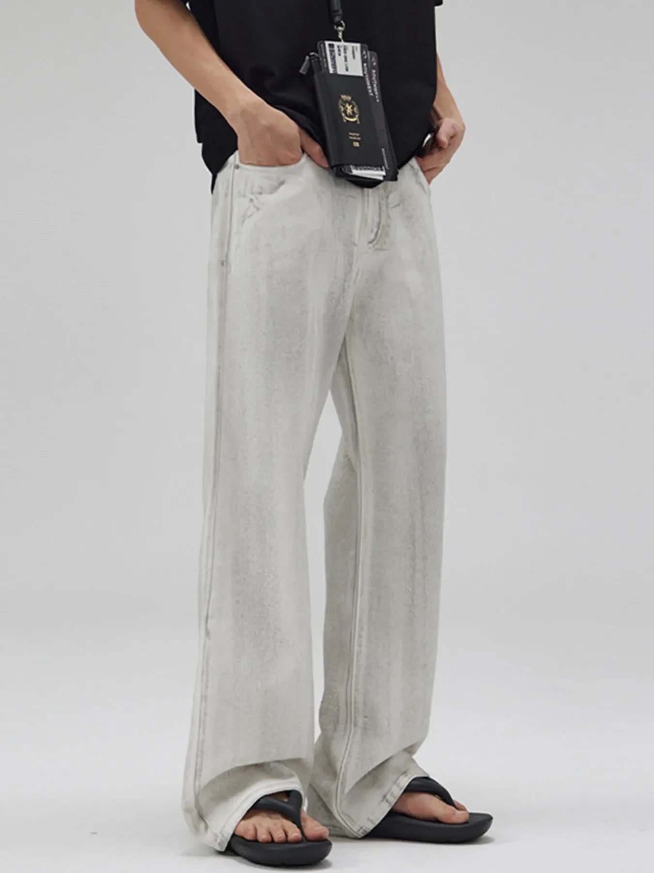 Men's Full Size Wash Wide Leg Jeans Plus Size