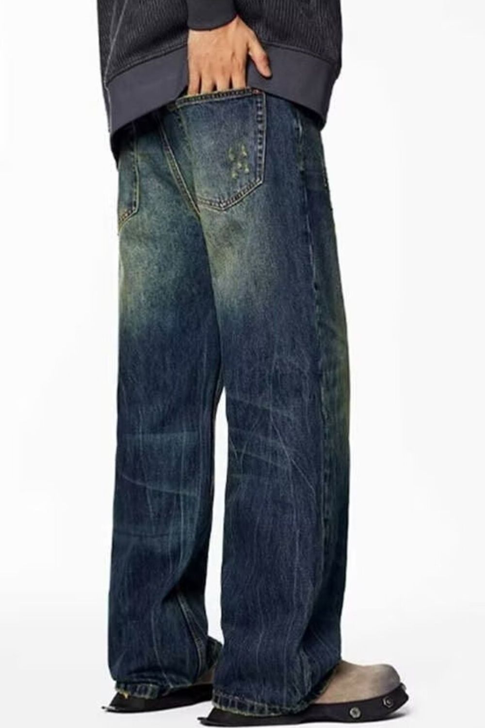 Men's Full Size Wash Wide Leg Jeans Plus Size
