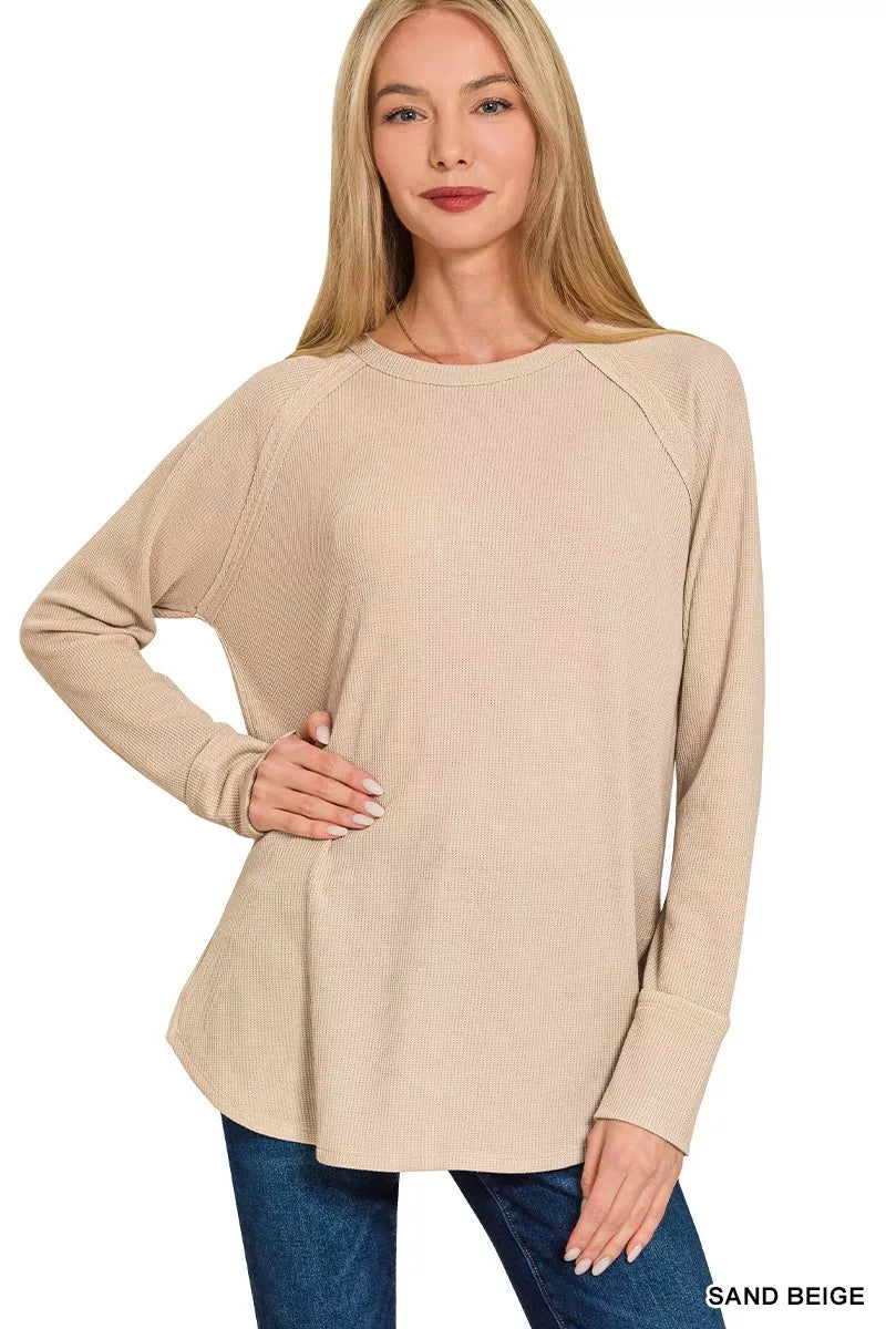 Zenana Baby Waffle Long Sleeve Top