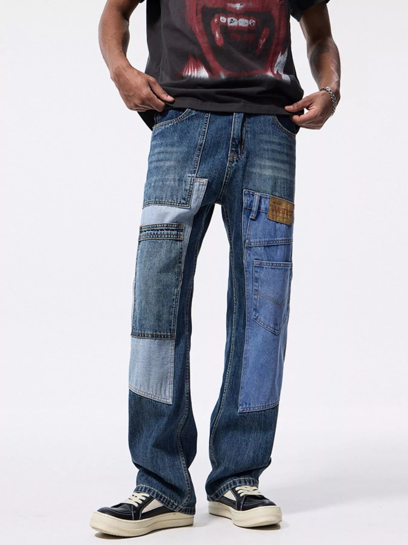 Men's Patchwork Relaxed Fit Jeans
