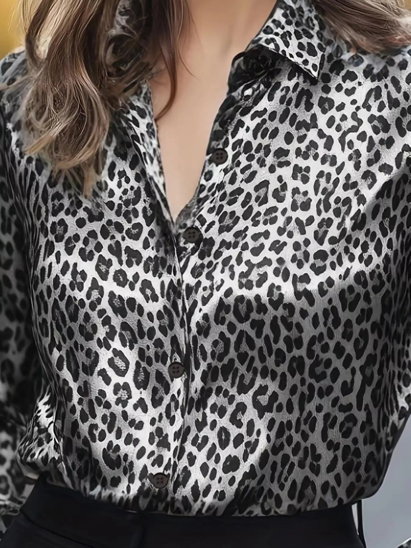 Leopard Button Up Long Sleeve Shirt