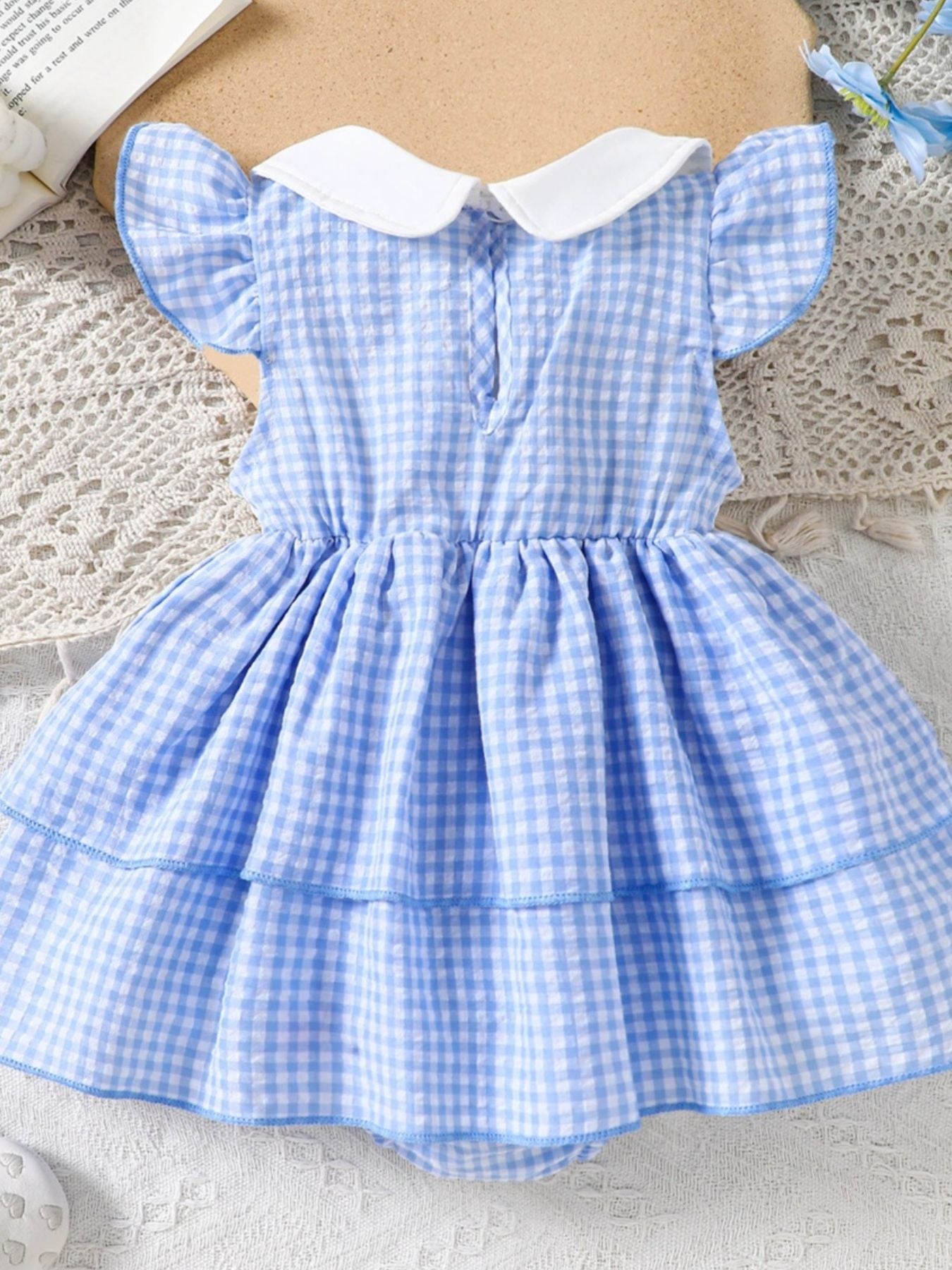 Children's Fruit Embroidered Gingham Smocked Dress