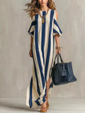 Striped Cold Shoulder Maxi Dress