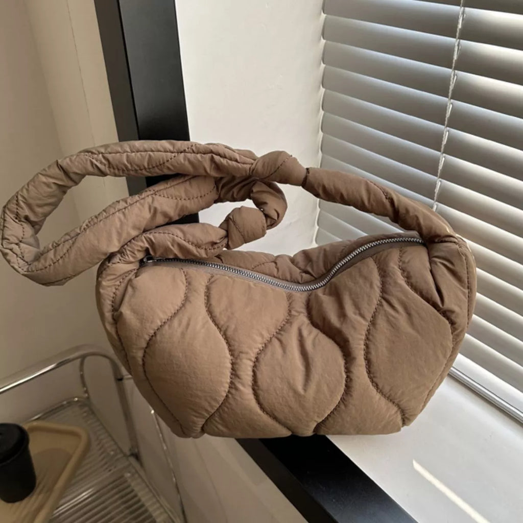 Solid Color Quilted Crossbody Bag