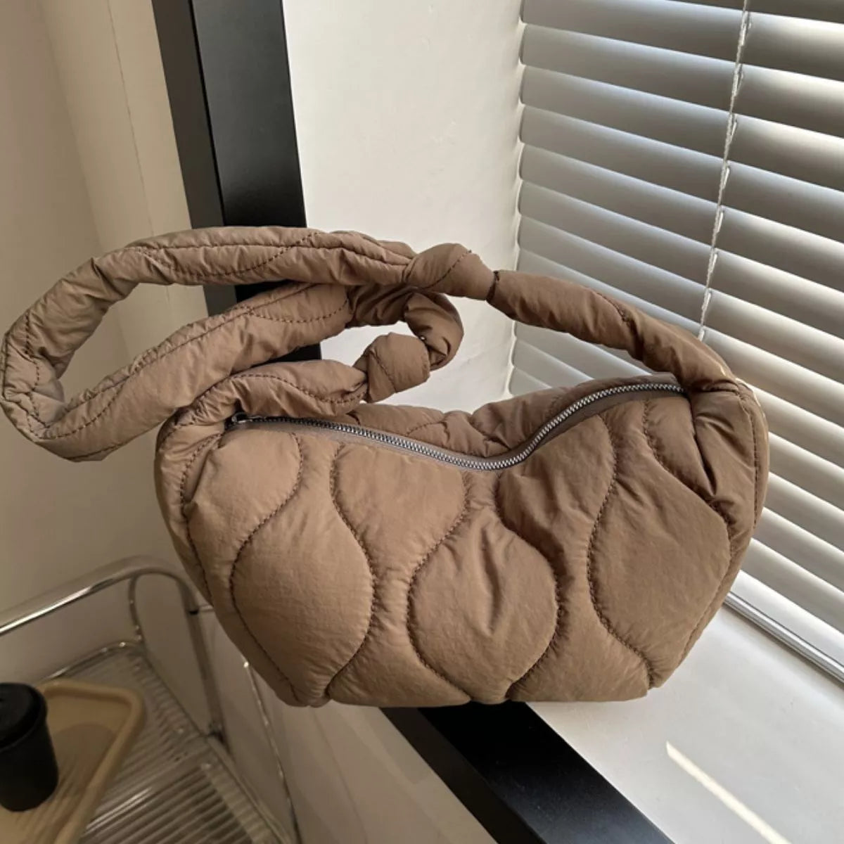 Solid Color Quilted Crossbody Bag