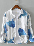 Men's Plus Size Printed Button Up Long Sleeve Shirt
