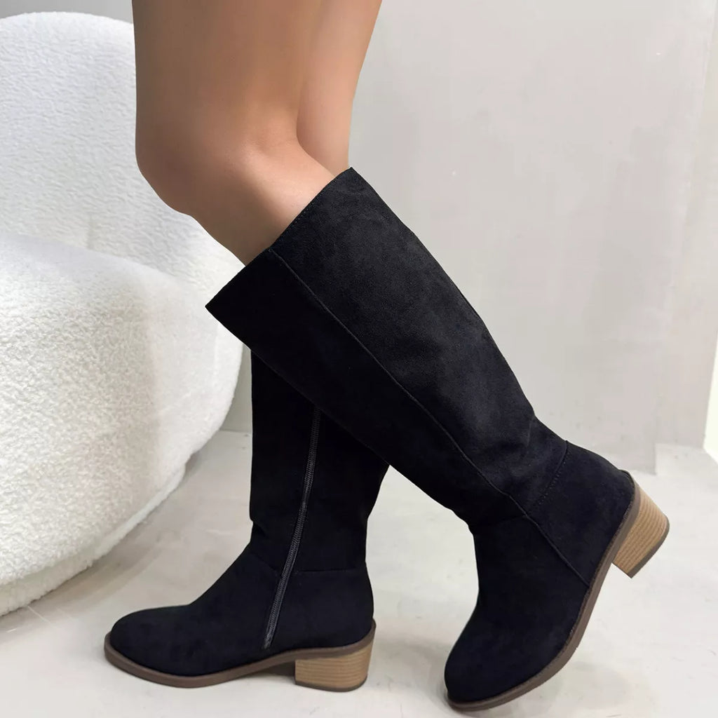 Round Toe Block Heels Boots
