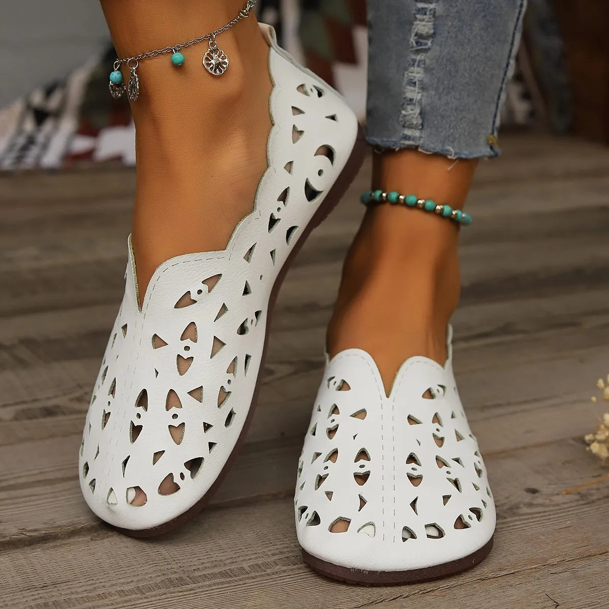Hollow Out Breathable Casual Flat Slip-Ons