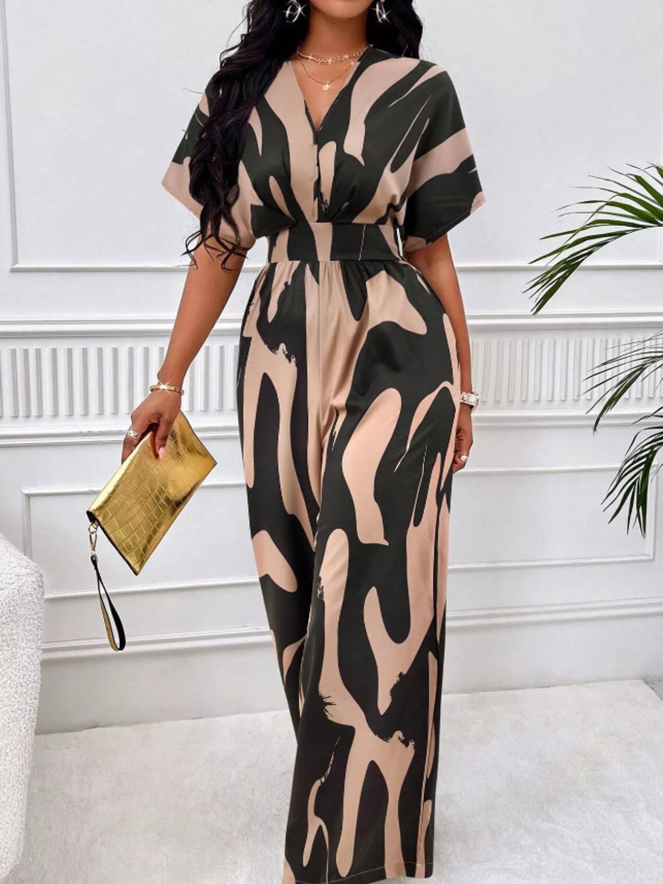 Abstract Print Wide-Leg Jumpsuit