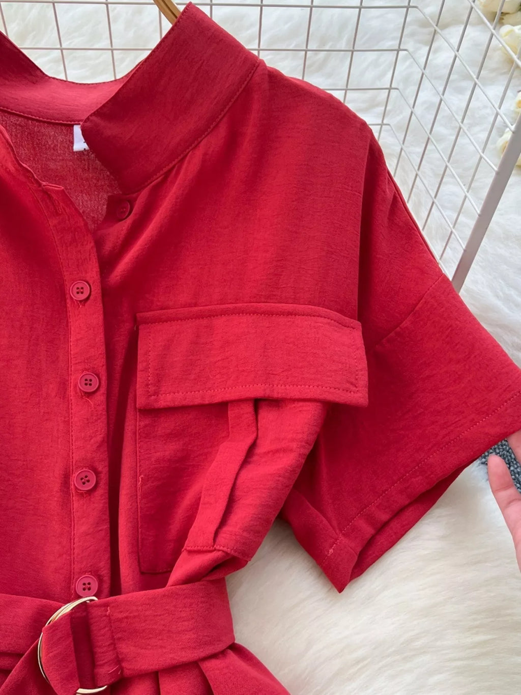 Button Front Wide Leg Jumpsuit