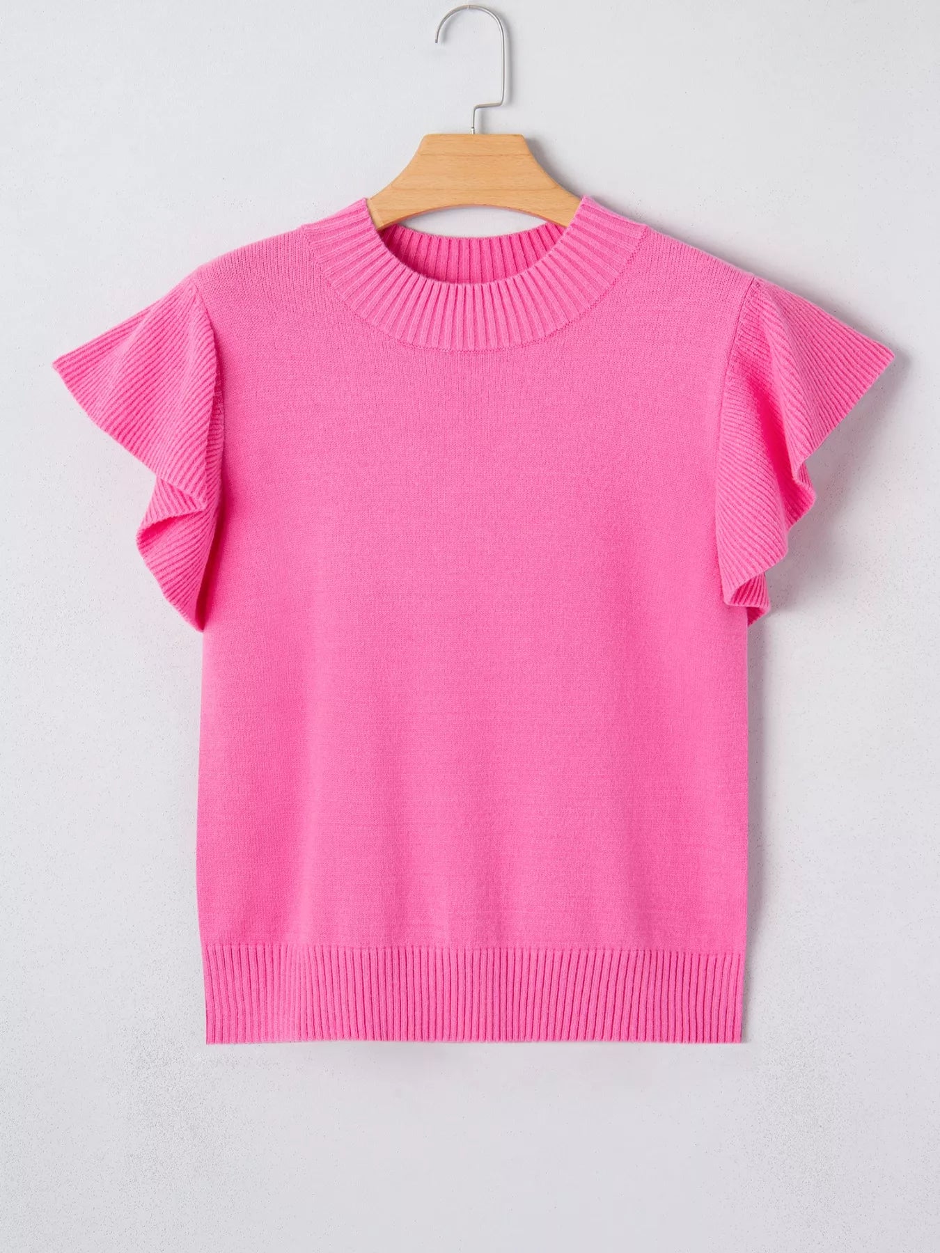 Ruffle Sleeve Round Neck Sweater