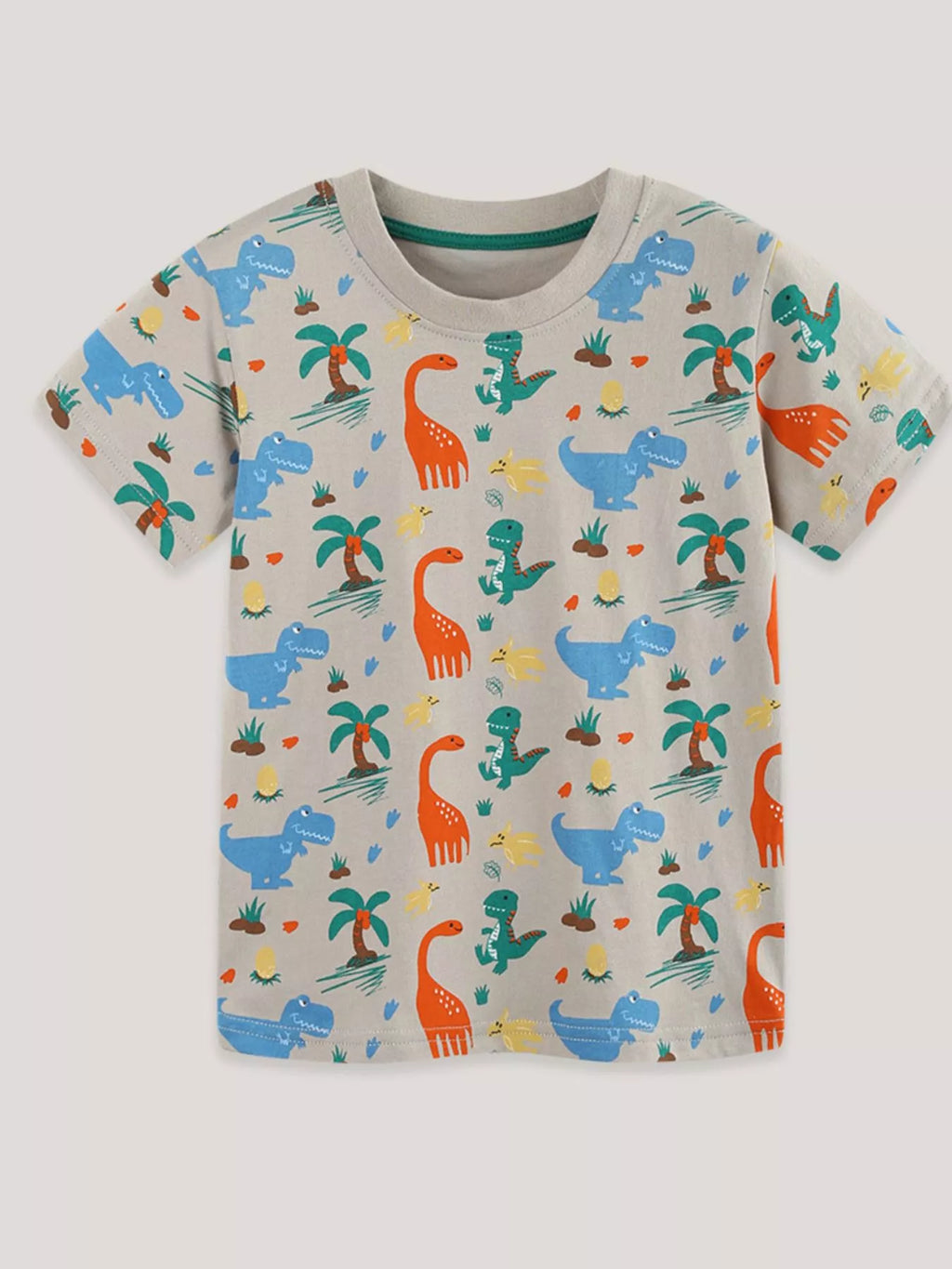 Children's Dinosaur Print Crew Neck Short Sleeve T-Shirt