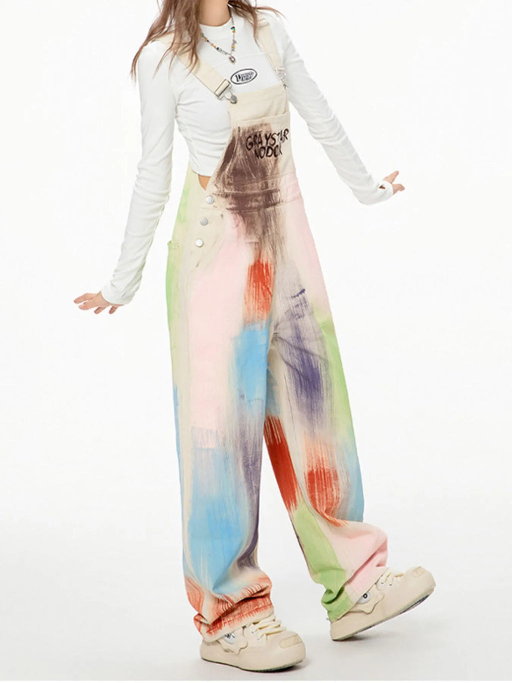 Colorful Wide Leg Overalls