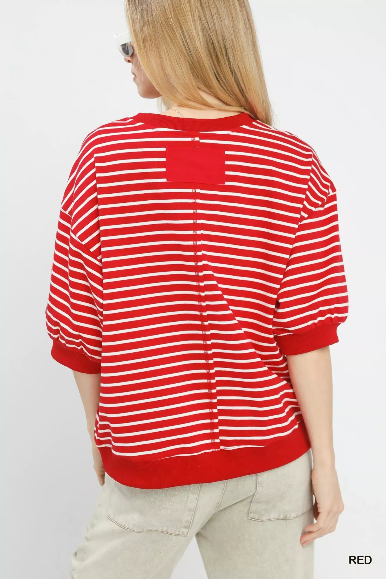Umgee Striped Short Sleeve Pullover Top