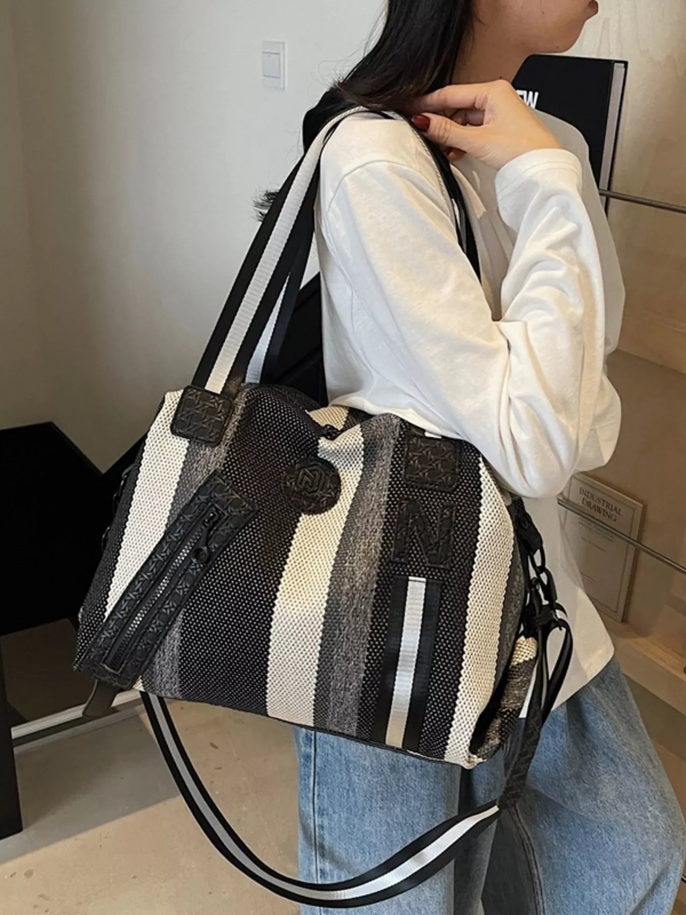 Striped Duffle Bag