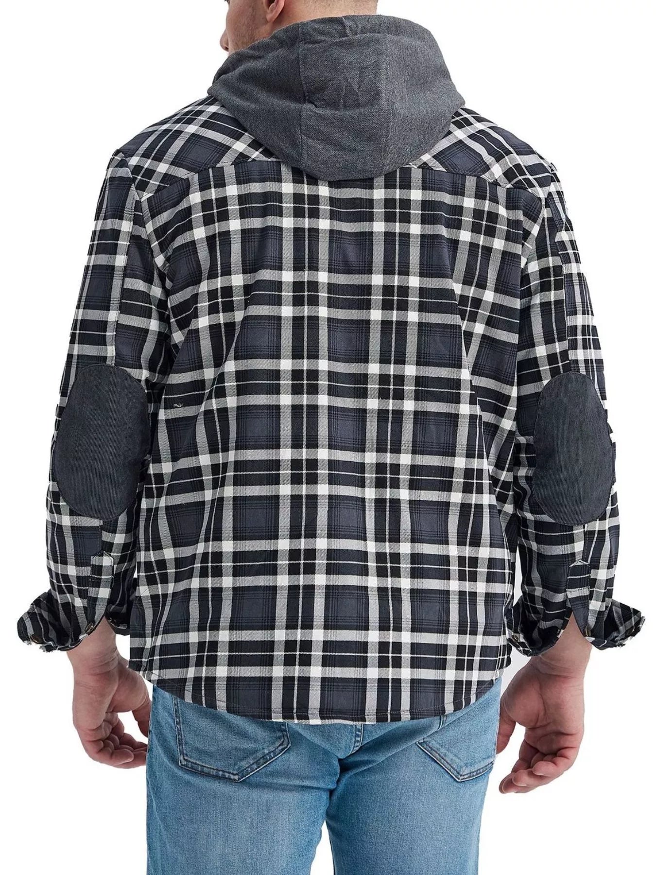 Men's Snap Down Hooded Plaid Shacket