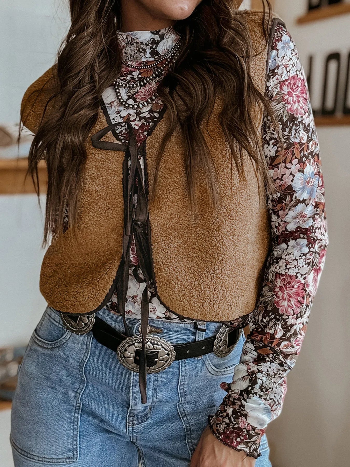 Double Tied Front Vest Coat
